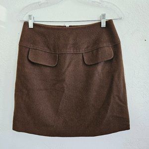 Banana Republic Chocolate Brown Wool Blend Mini Skirt Fall Woman 4 Pockets Lined